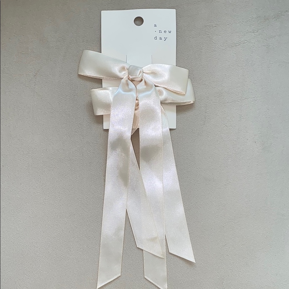 A New Day Ivory Satin Hair Ribbon Clips